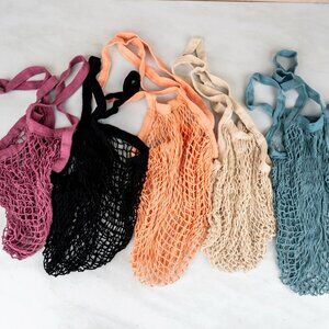 Reusable Grocery Bags Fruit and Vegetable Bag Washable Cotton Mesh String